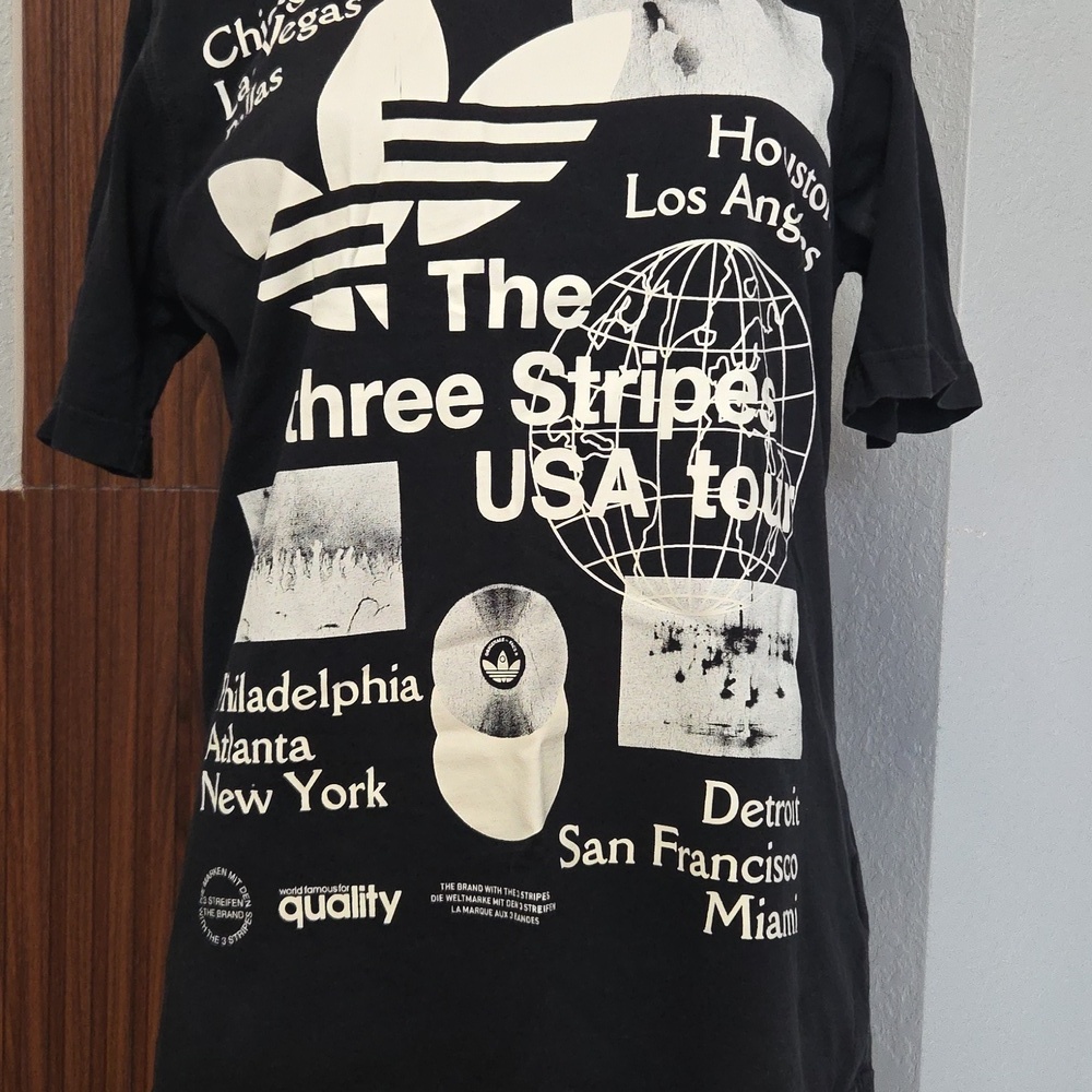 Adidas Black USA Tour Graphic Tee Small Sz